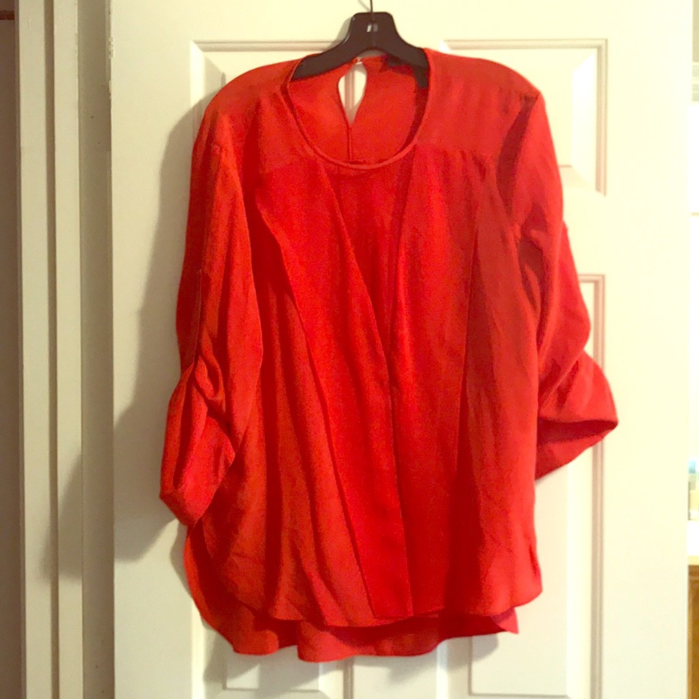 Red blouse with mesh in front
